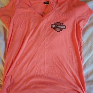 Harley-Davidson Orange V-Neck T-Shirt